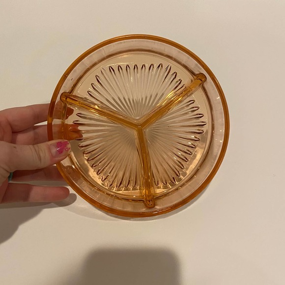 Pink Depression Glass Condiment Dish Three Compartments - Picture 2 of 7